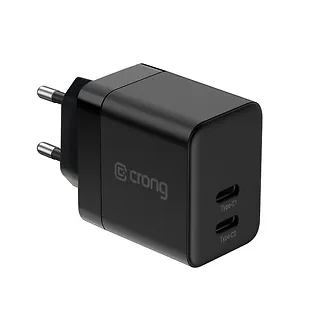 CRONG Ultra Compact GaN Ładowarka sieciowa 2x USB-C 35W PD 3.0 z PPS Czarna