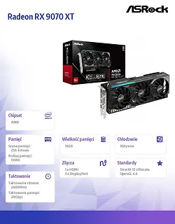 ASRock Karta graficzna RX 9070 XT CHALLENGER 16GB GDDR6 256bit 3DP/HDMI