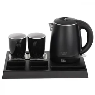 Adler Czajnik hotelowy AD 1387 z tacką z 2 kubkami 1l, inox