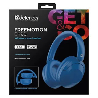 Defender Słuchawki bezprzewodowe nauszne FREEMOTION B490 Niebieskie