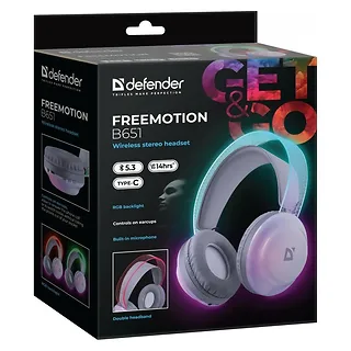 Defender Słuchawki bezprzewodowe nauszne FREEMOTION B651 podświetlane