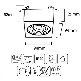 Maclean Punktowa oprawa sufitowa MR16/GU10 MCE464W Biała