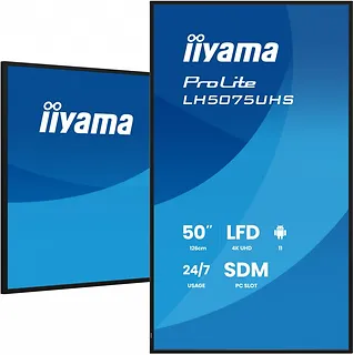 IIYAMA Monitor 50 cali LH5075UHS-B2AG,24/7,VA,ANDROID.11,4K,500cd,3xHDMI,DP, RJ45,2x10W,2xUSB,WiFi,4/32GB,24/7,A311D2, full daisy chain,                    i