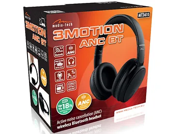 Bezprzewodowe słuchawki z aktywną redukcją hałasu (ANC) - Nauszne, Bluetooth, USB-C, Mikrofon