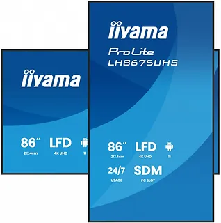 IIYAMA Monitor 86 cali LH8675UHS-B2AG,24/7,IPS,ANDROID.11,4K,  WiFi,         iiSignage2, FailOver, EShare, 24/7, full daisy chain