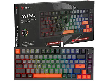 Klawiatura magnetyczna ASTRAL, OUTEMU White Jade, czarna, 3 kolory keycapów