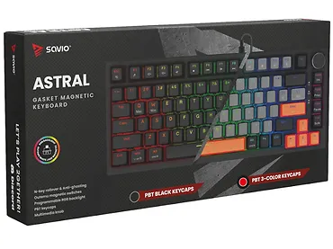 Klawiatura magnetyczna ASTRAL, OUTEMU White Jade, czarna, 3 kolory keycapów