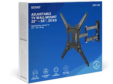 Regulowany uchwyt TV 23’’ – 55’’, 30 kg SAVIO UTV-03