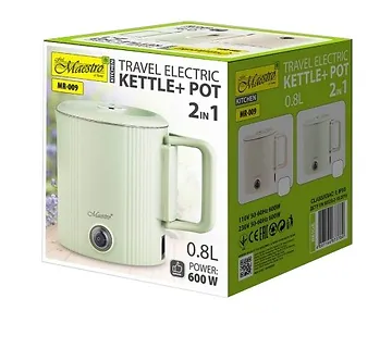 Feel-Maestro Czajnik elektryczny / garnek turystyczny 2w1  0,8l  600W  MR-009-MINT