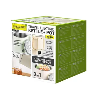 Feel-Maestro Czajnik elektryczny / garnek turystyczny 2w1  0,8l  600W  MR-009-BEIGE