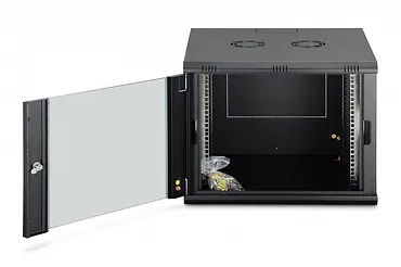 Digitus Szafa sieciowa wisząca Dynamic 19" 9U rack 474x600x600mm, drzwi szyba, czarna, niezłożona, 60kg