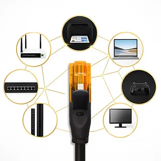 Qoltec Kabel patchcord UTP | kat.6 | 2 x RJ-45 | High speed 1Gb/s |     Pozłacane styki | 25m | Czarny