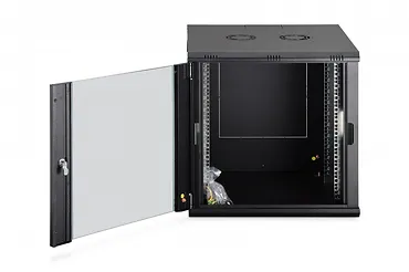 Digitus Szafa sieciowa wisząca Dynamic 19" 12U rack 607x600x600mm, drzwi szyba, czarna, niezłożona, 60kg