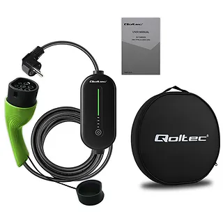 Qoltec Mobilna ładowarka do samochodu elektrycznego EV z regulacją 2w1  Typ2 | 3.5kW | 230V | LCD | LED | 5m