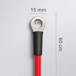 Qoltec Przew&oacute;d akumulatorowy z końc&oacute;wkami konektorowymi M8 | Kabel z     oczkiem 8mm | 60cm | Czerwony