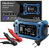 Qoltec Mikroprocesorowa ładowarka 12V 15A | Prostownik z funkcją naprawy i podtrzymania zasilania podczas wymiany akumulatora | do AGM GEL LiFePO4 |   LCD