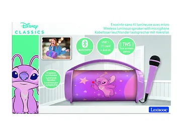 Lexibook Angel – Przenośny głośnik Bluetooth z mikrofonem, efektami świetlnymi, karaoke, bezprzewodowy,