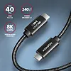 AXAGON BUCM4X-CM05AB Kabel USB-C - USB-C, USB4 Gen 3x2 0.5m, PD 240W, 8K HD, ALU, oplot Czarny