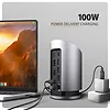 AXAGON HMC-WL9 Wieloportowy hub USB 9in1, 10Gbps, 3xUSB-A, 1xUSB-C, DP 8K/60Hz, HDMI 4K/60Hz, PD 100W, GLAN, 100cm USB-C kabel, wireless charging 15W