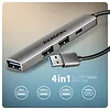 AXAGON HUE-STA HUB 4-portowy 1x USB-A 5Gbps, 2x USB2.0 + 1x USB-C 2.0, 12cm kabel USB-A