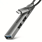 AXAGON HUE-STC HUB 4-portowy  1x USB-A 5Gbps, 2x USB2.0 + 1x USB-C 2.0, 12cm kabel USB-C