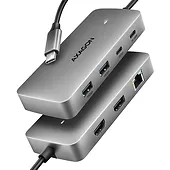 AXAGON HMC-CUB83X2 Wieloportovy hub USB 7in1, 10Gbps, 2x USB-A, 1x USB-C, 1x HDMI 4K/144Hz, DP 8K/30Hz, GLAN, PD 100W, 15cm USB-C kabel