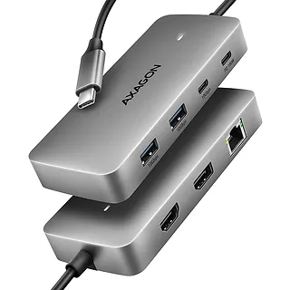 AXAGON HMC-CUB83X2 Wieloportovy hub USB 7in1, 10Gbps, 2x USB-A, 1x USB-C, 1x HDMI 4K/144Hz, DP 8K/30Hz, GLAN, PD 100W, 15cm USB-C kabel