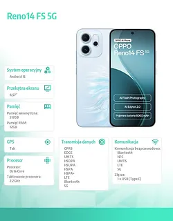 Oppo Smartfon Reno14 FS 5G 12/ 512GB Niebieski CPH2743