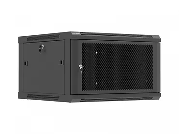 Lanberg Szafa instalacyjna rack wisząca 19 cali 6U 600x600 czarna drzwi perforowane (flat pack)