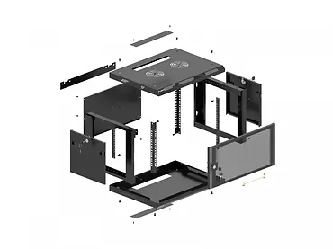 Lanberg Szafa instalacyjna rack wisząca 19 cali 6U 600x600 czarna drzwi perforowane (flat pack)