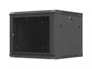 Lanberg Szafa instalacyjna rack wisząca 19 cali 9U 600x600 czarna drzwi     perforownae ( flat pack)