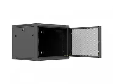 Lanberg Szafa instalacyjna rack wisząca 19 cali 9U 600x600 czarna drzwi     perforownae ( flat pack)