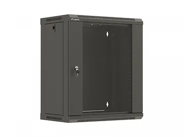 Lanberg Szafa instalacyjna rack wisząca 19 cali 12U 540x350 czarna drzwi przeszklone (flat pack)