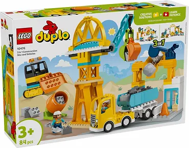 LEGO Klocki DUPLO 10476 Plac budowy z pojazdami 3 w 1