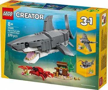 LEGO Klocki Creator 31381 Groźny rekin i skrzynia ze skarbem