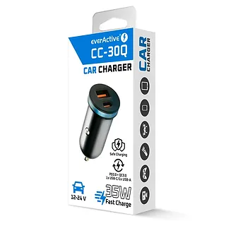 everActive Ładowarka samochodowa CC-30Q QC3.0 35W 1X USB + 1X USB-C PD czarna