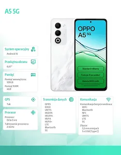 Oppo Smartfon A5 5G 4/128GB Biały