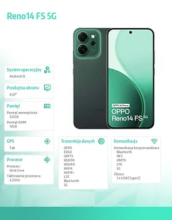 Oppo Smartfon Reno14 FS 5G 12/ 512GB Zielony CPH2743