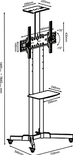 Stand wózek TV TB-ST1 do telewizora do 75 cali 45kg max VESA 600x400