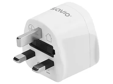 Adapter podróżny Savio, gniazdo globalne – wtyk UK, AP-05