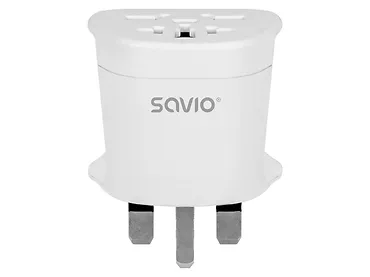 Adapter podróżny Savio, gniazdo globalne – wtyk UK, AP-05