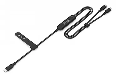 Digitus Kabel zasilający 2w1 USB-C - 2x USB-C, USB 2.0 140W PD 3.1, nylonowy, 1,8m czarny