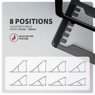 AXAGON STND-LAB Podstawa do laptop&oacute;w aluminiowa 10-17,3 cala 8 regulowanych pozycji, Czarna