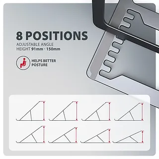 AXAGON STND-LAG Podstawa do laptop&oacute;w aluminiowa 10-17,3 cala 8 regulowanych pozycji, Szara