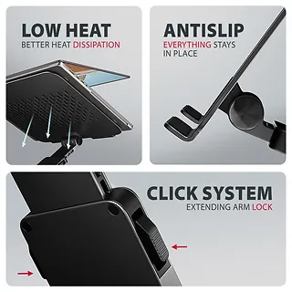 AXAGON STND-LRB Podstawa do laptop&oacute;w aluminiowa 10-17,3 cala regulowana wysokość, obrotowa o 360 stopni, Czarna