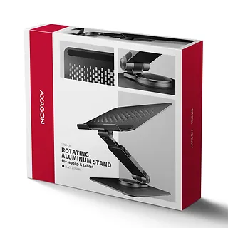AXAGON STND-LRB Podstawa do laptop&oacute;w aluminiowa 10-17,3 cala regulowana wysokość, obrotowa o 360 stopni, Czarna