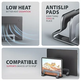 AXAGON STND-VG Podstawa do laptop&oacute;w aluminiowa 10-17,3 cala pionowa, Szara