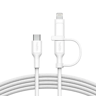 Belkin Kabel 2-in-1 USB-C/LTG 1.5m biały