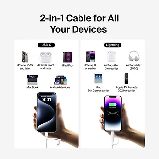 Belkin Kabel 2-in-1 USB-C/LTG 1.5m biały