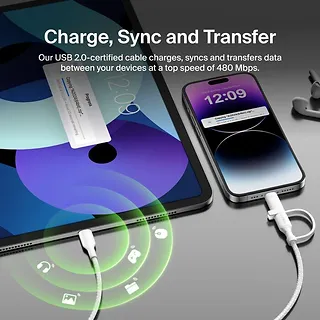 Belkin Kabel 2-in-1 USB-C/LTG 1.5m biały